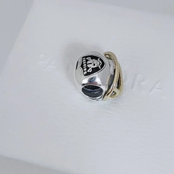Pandora Las Vegas Raiders Football Helmet Bead Charm Pendant S925 ALE - Picture 6 of 7